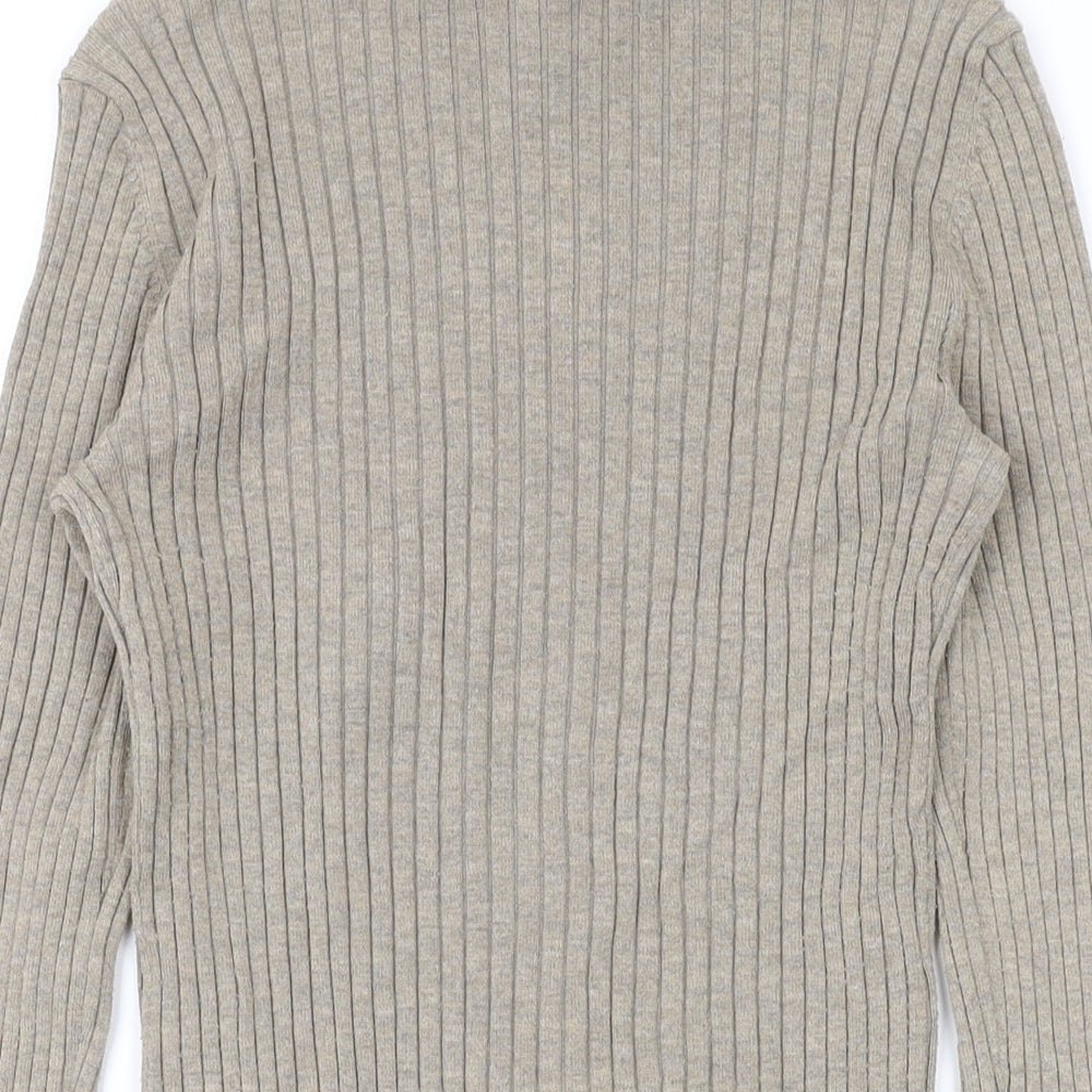 H&M Womens Brown Mock Neck Polyester Pullover Jumper Size XS