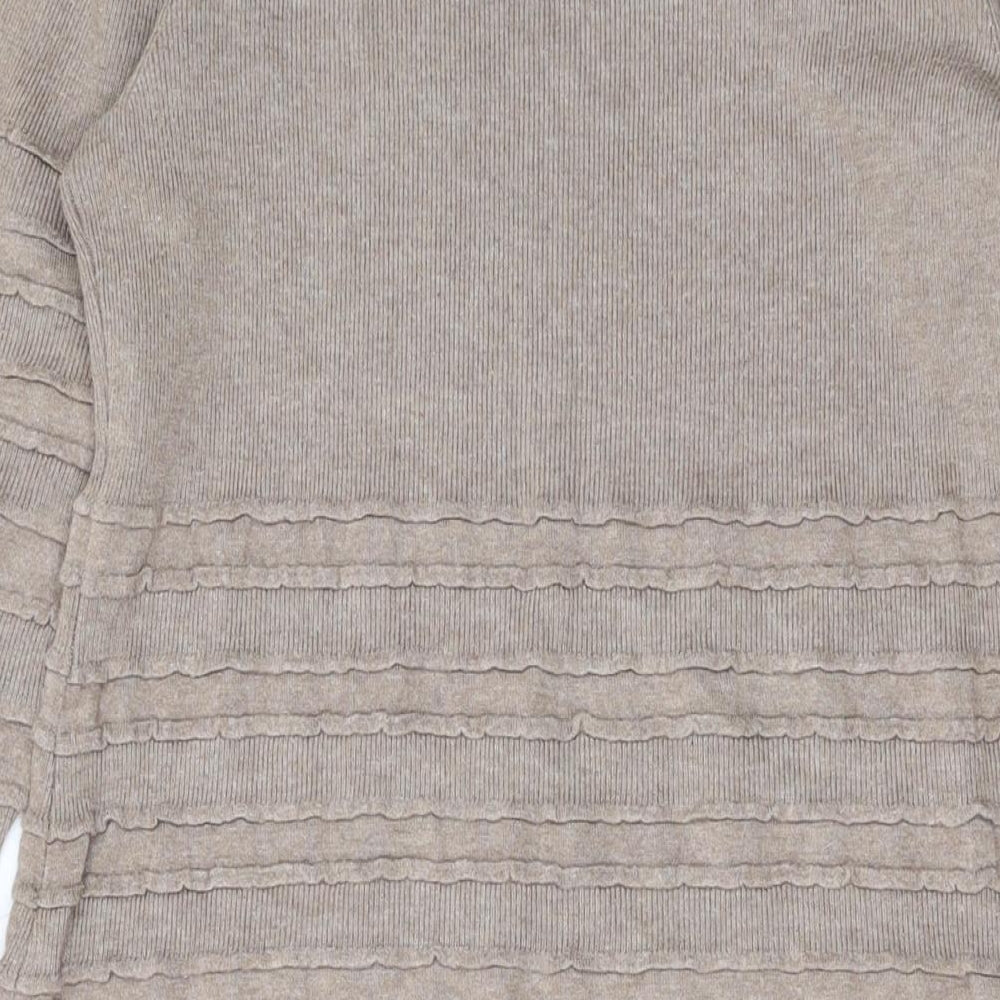 Brand and care label for Kaliko women’s brown viscose a-line, size UK 14, scoop neck pullover