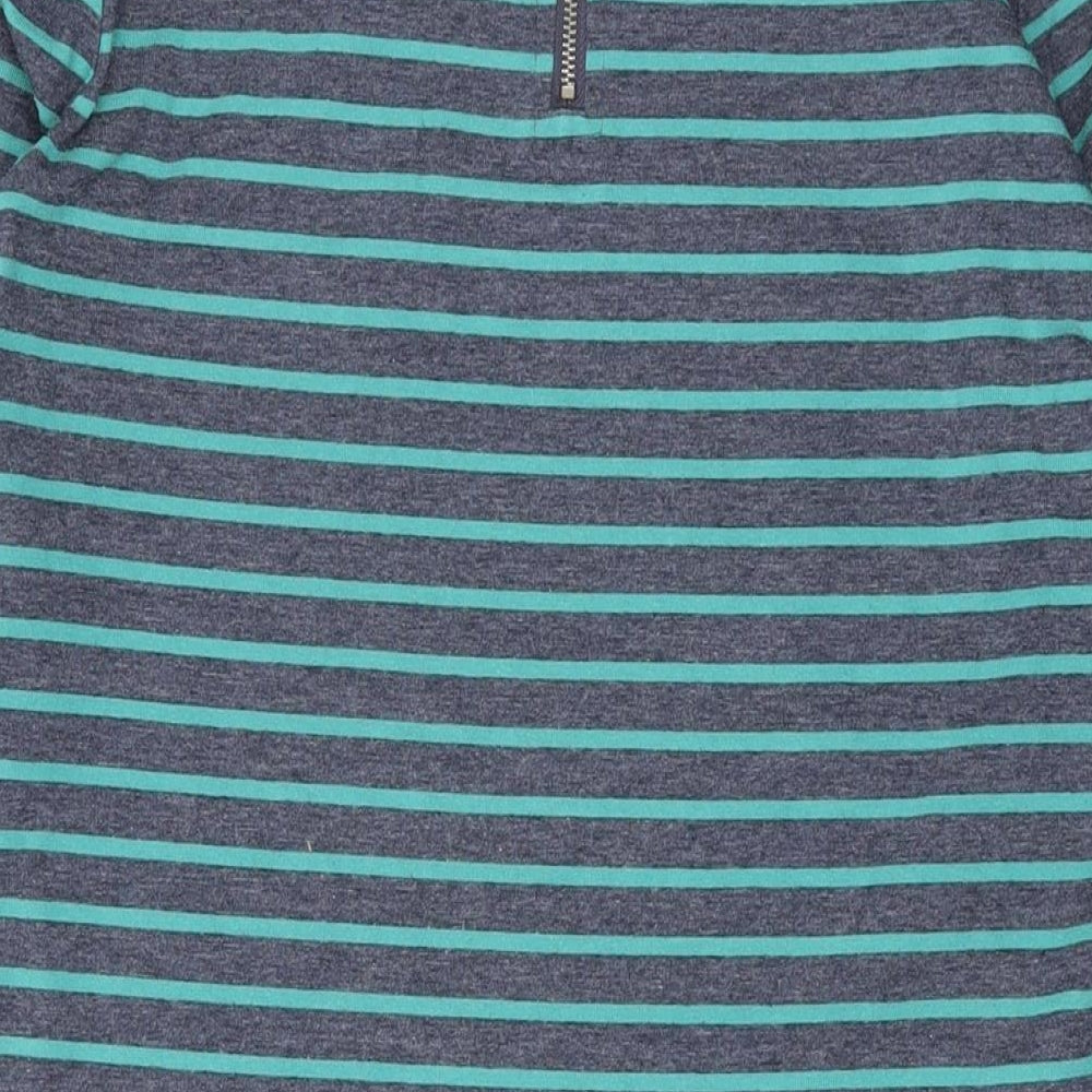 VERO MODA Womens Green Striped Polyester T-Shirt Dress Size S Round Neck Zip