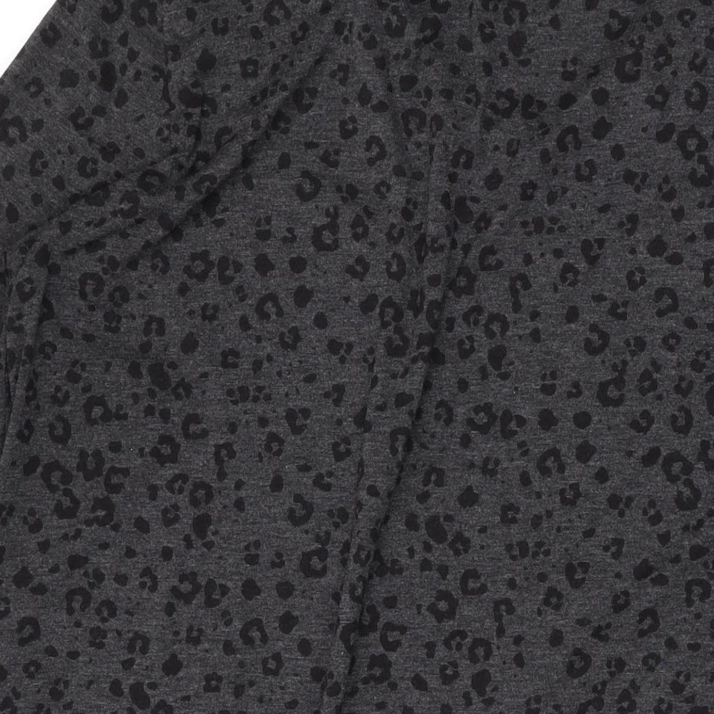 Yours Womens Green Animal Print Cotton A-Line Size 16 V-Neck Pullover - Leopard Print