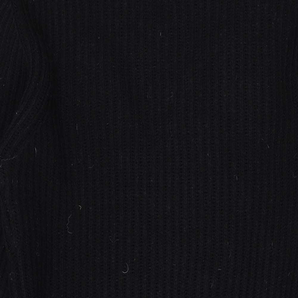 Brave Soul Womens Black V-Neck Acrylic Pullover Jumper Size M