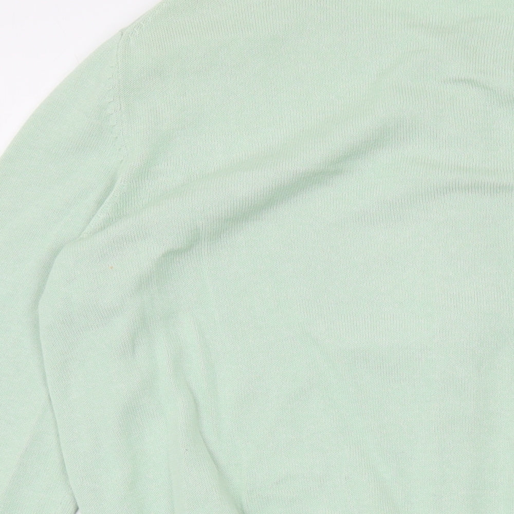 Marks & Spencer Womens Green Round Neck Cotton Cape Jumper Size 10