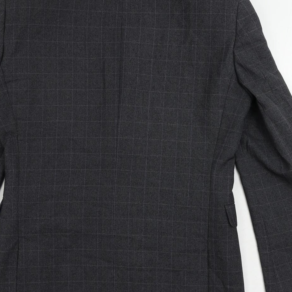 NEXT Mens Grey Plaid Polyester Jacket Suit Jacket Size 36 Regular