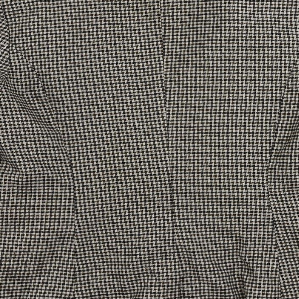 H&M Womens Brown Geometric Jacket Blazer Size 8 Button