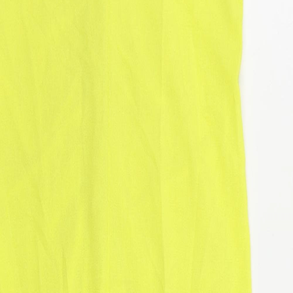 Zara Womens Yellow Polyester Sheath Size S V-Neck Pullover - Ruched