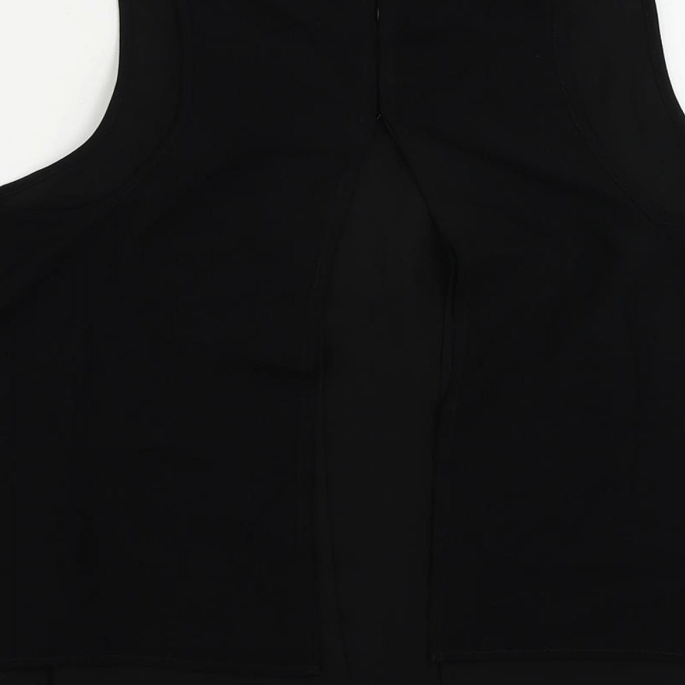 Topshop Womens Black Polyester Basic Blouse Size 12 Scoop Neck - Embellished Neckline