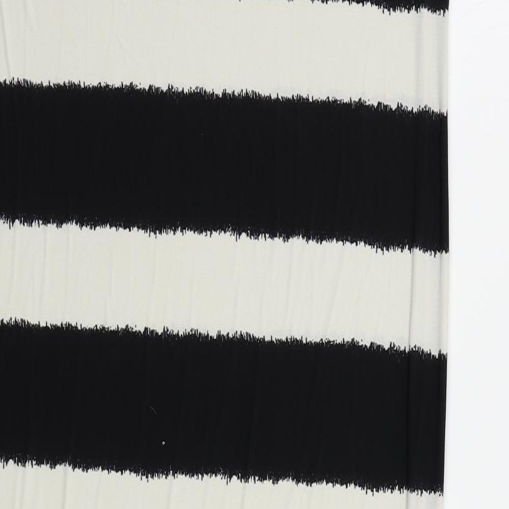 M&Co Womens Black Striped Polyester Maxi Size 16 Round Neck Pullover