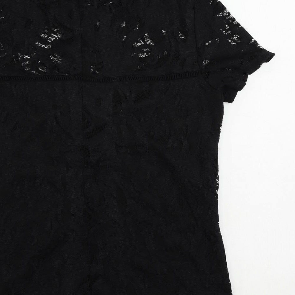 VILA Womens Black Polyamide Basic Blouse Size L Mock Neck