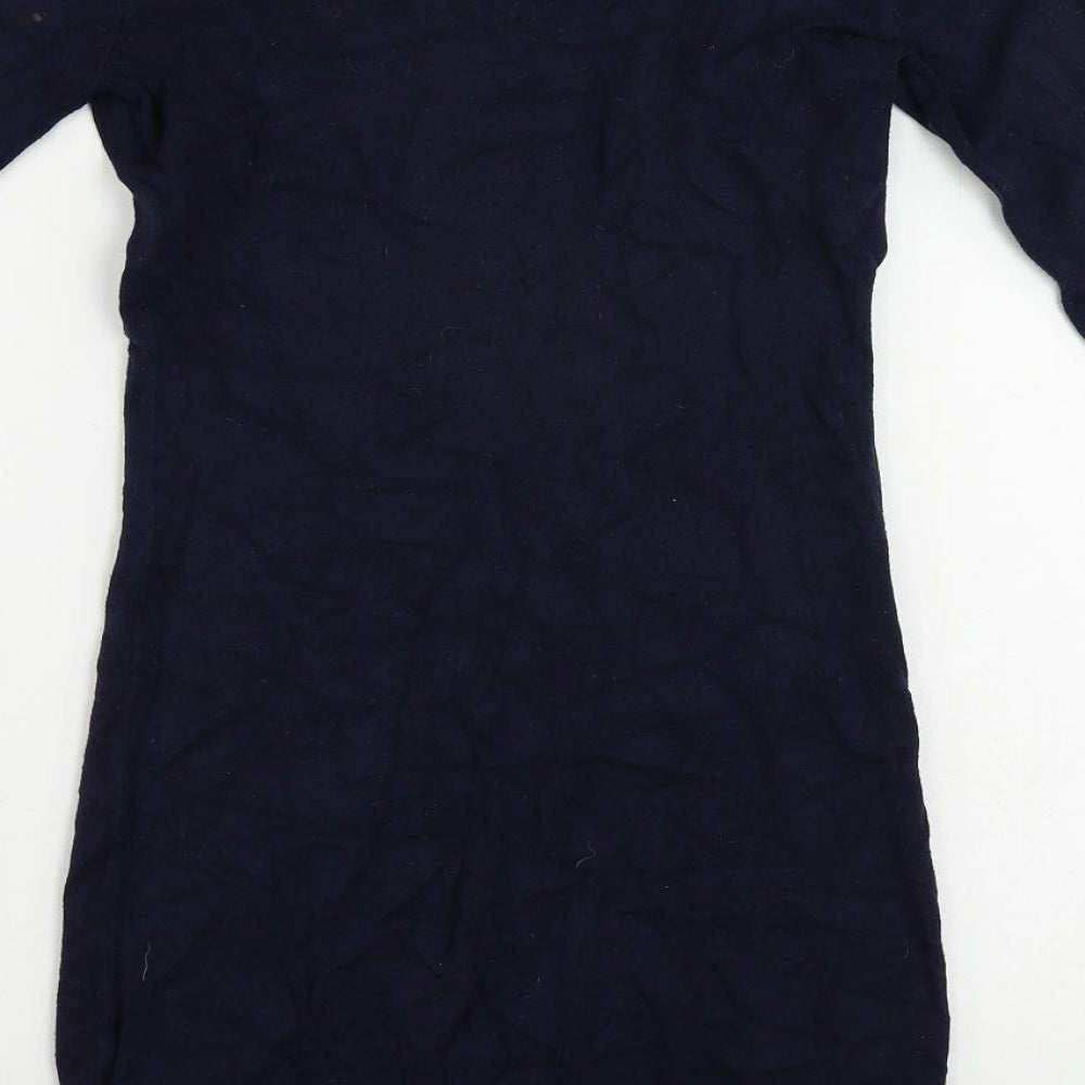 H&M Womens Blue Viscose Jumper Dress Size S Scoop Neck Pullover