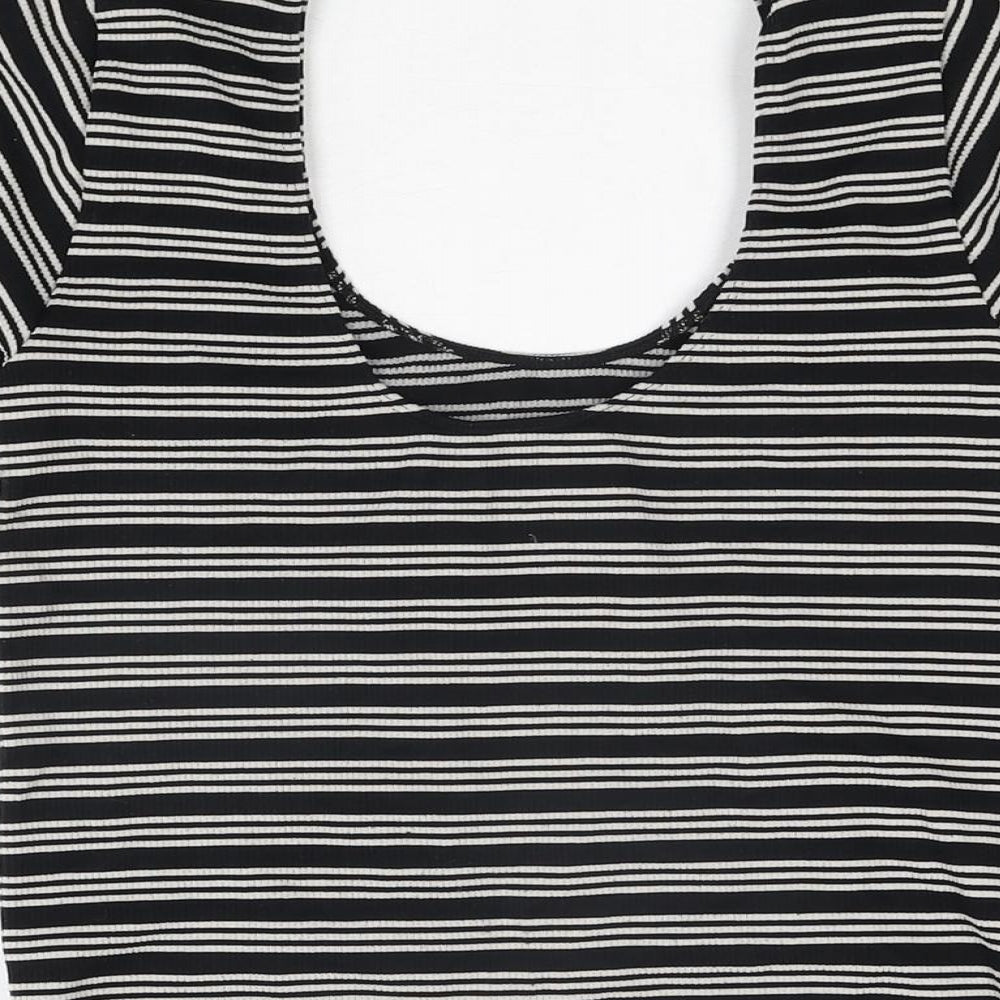 NEXT Womens Black Striped Nylon Bodysuit One-Piece Size S Pullover