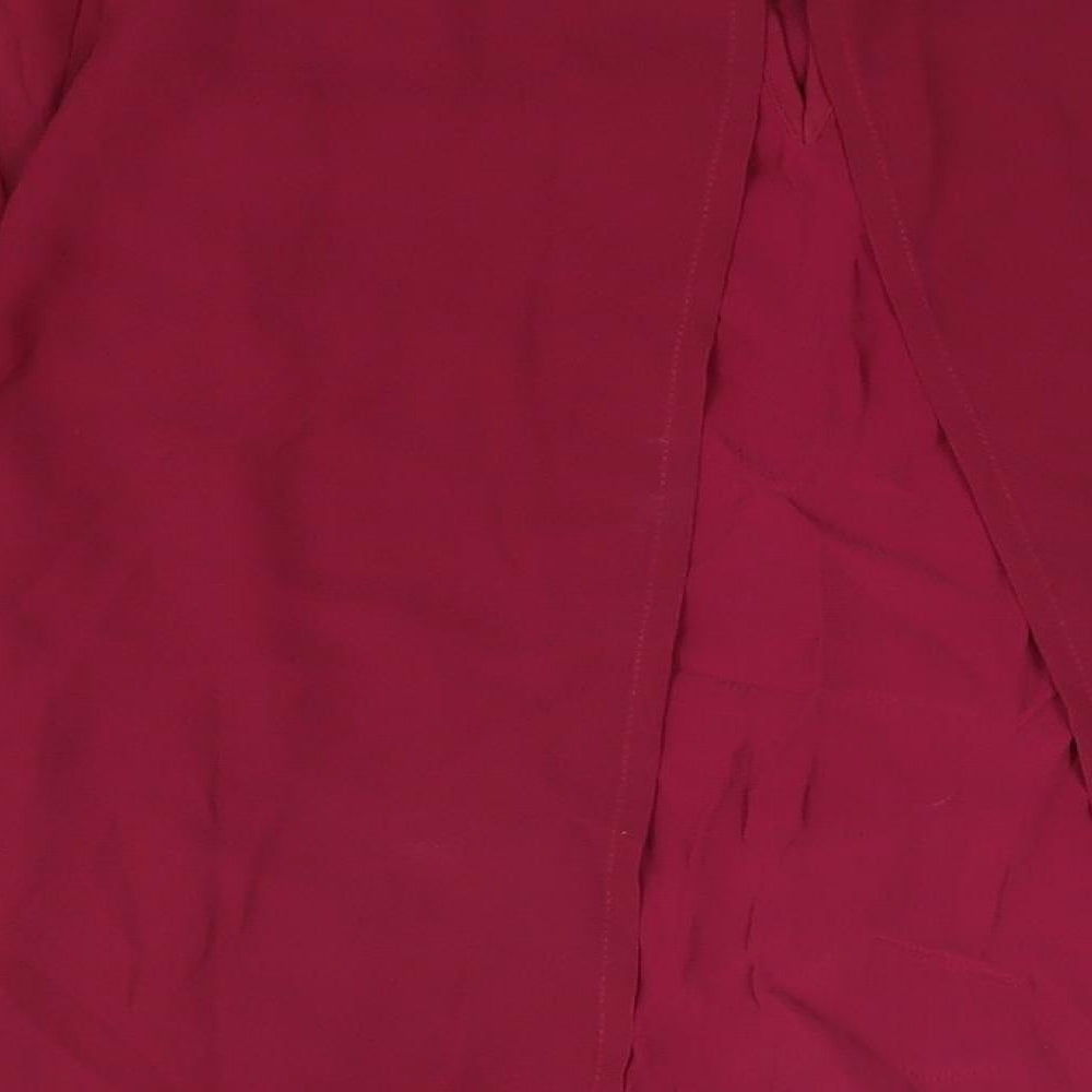 Cotton Traders Womens Red Cotton Basic Blouse Size 12 Round Neck