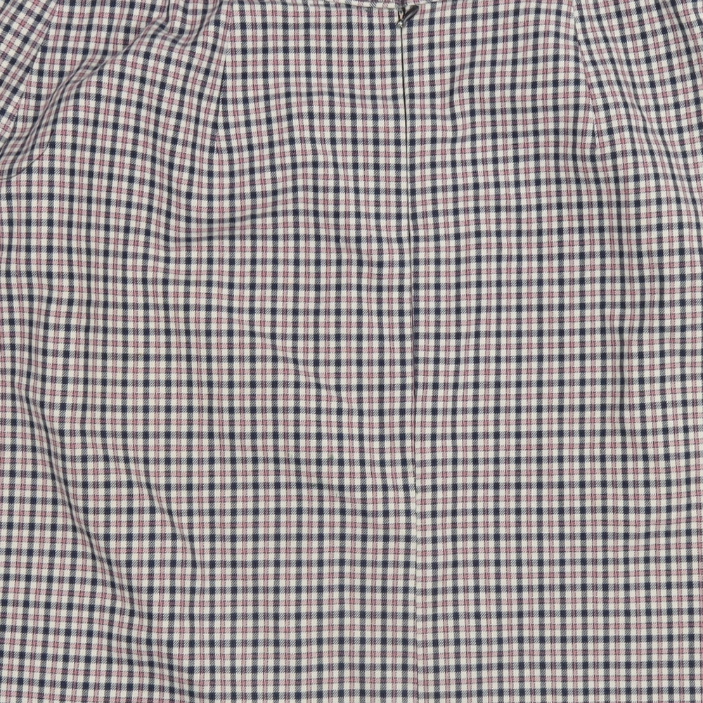 Marks & Spencer Womens Multicoloured Plaid Polyester A-Line Skirt Size 14 Zip