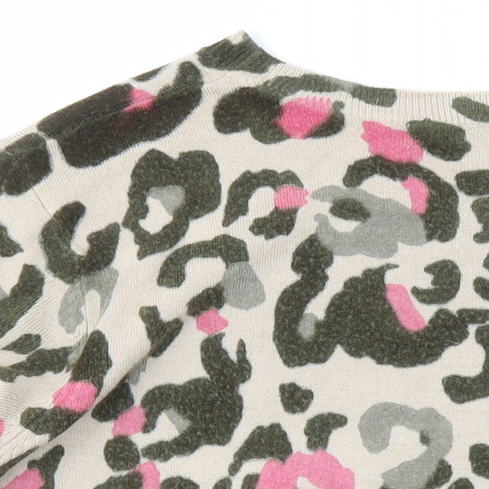 Marks & Spencer Womens Brown Round Neck Animal Print Acrylic Pullover Jumper Size 14 - Leopard Pattern