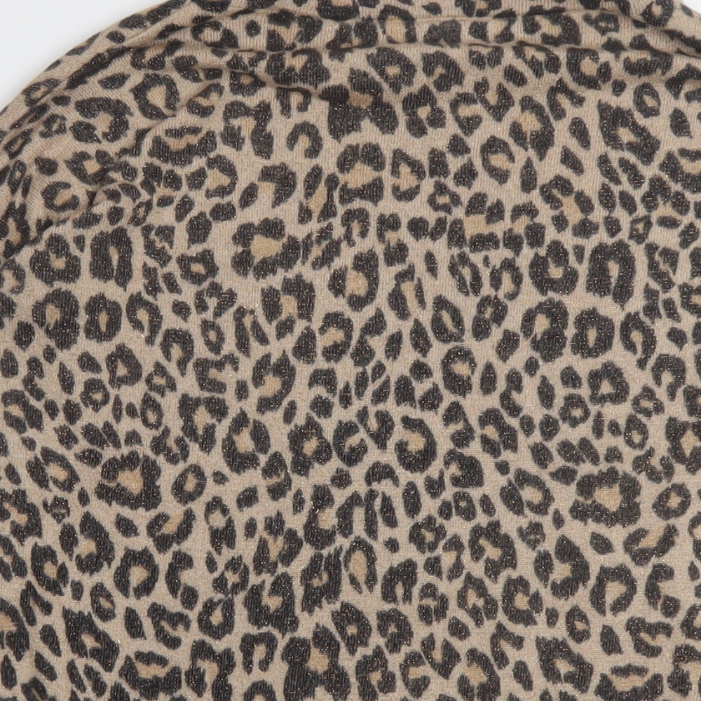 Oasis Womens Beige Round Neck Animal Print Viscose Pullover Jumper Size S