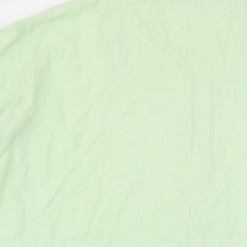 Boohoo Mens Green Viscose Button-Up Size XL Collared Button