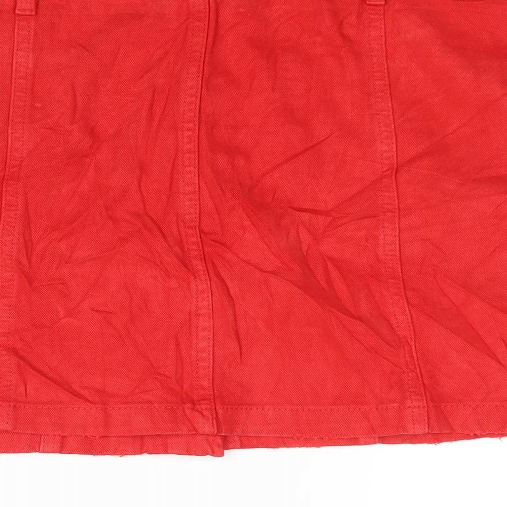 Marks & Spencer Girls Red Cotton A-Line Skirt Size 14-15 Years Regular Button