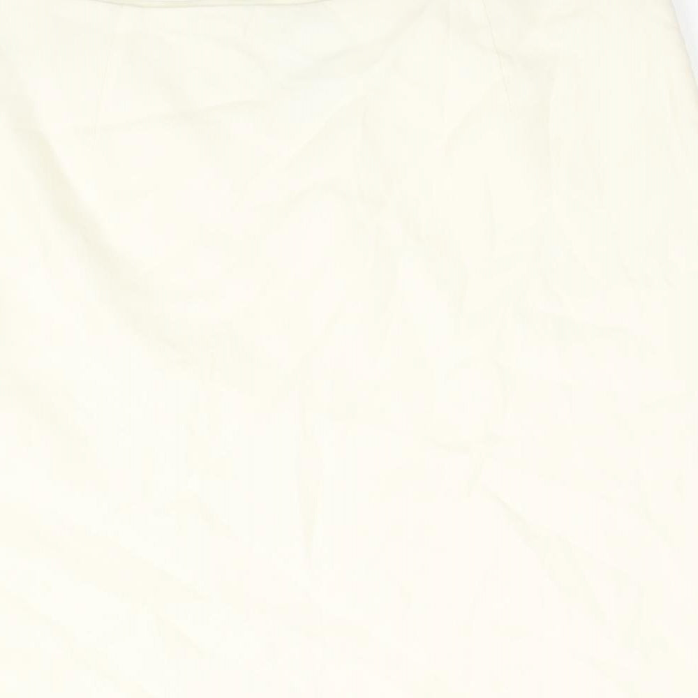Planet Womens Ivory Acetate A-Line Skirt Size 14 Zip - Belted
