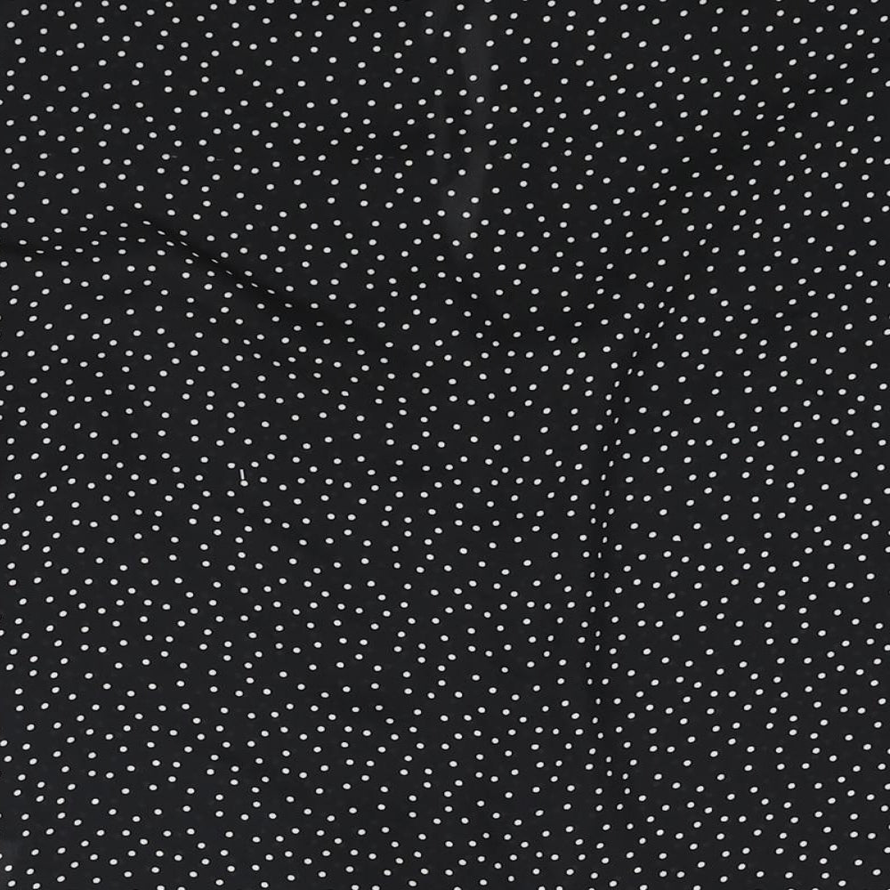 Warehouse Womens Black Polka Dot Polyester Basic Blouse Size 10 Mock Neck - Bow Keyhole Neck