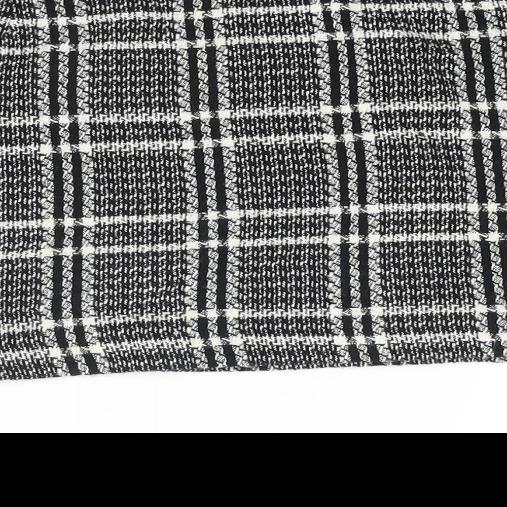 Zara Womens Black Geometric Cotton A-Line Skirt Size XS Zip - Pockets