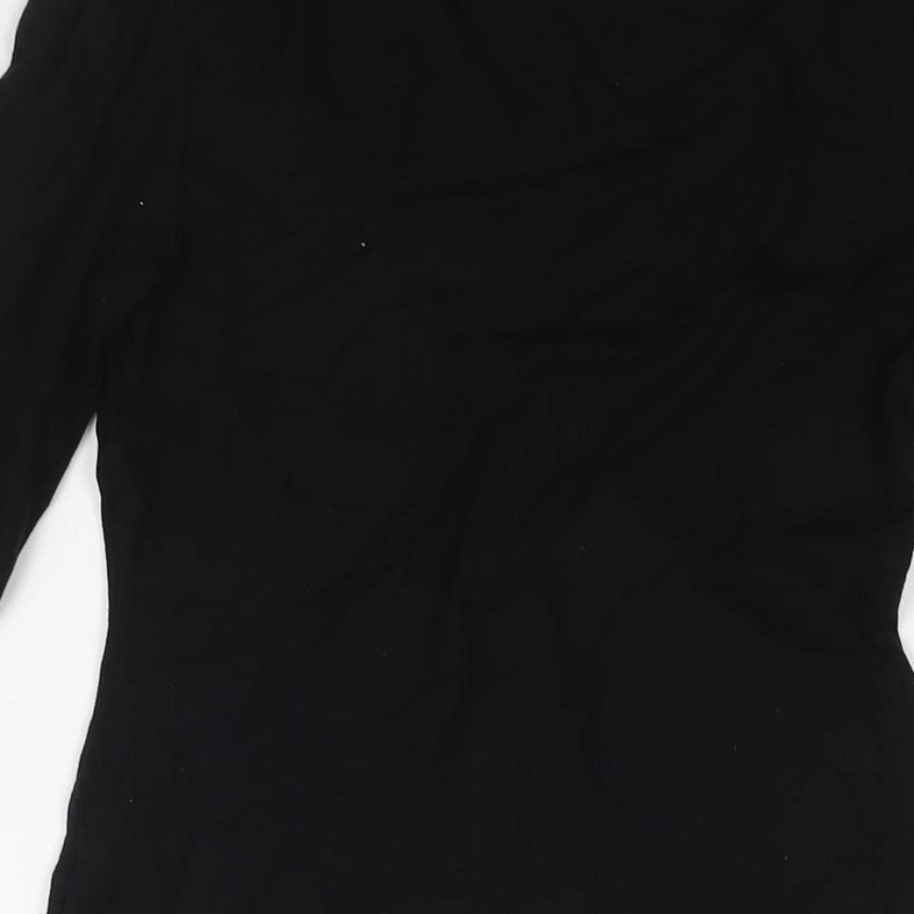 Oasis Womens Black Viscose Basic Blouse Size 10 V-Neck