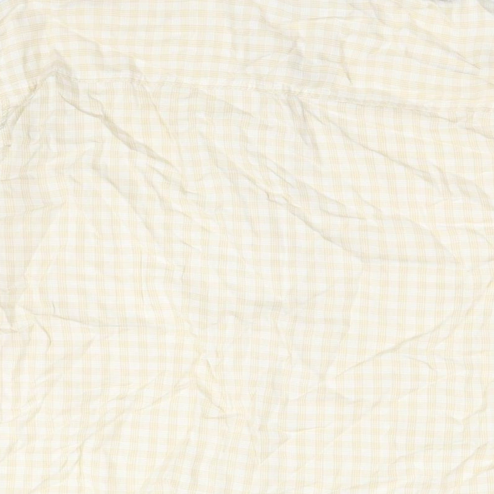 Marks & Spencer Womens Beige Check Lyocell Basic Button-Up Size 14 Collared