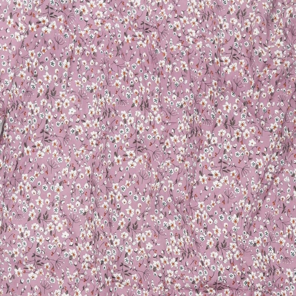 Alice Blue Womens Purple Floral Polyester Shift Size 6 Collared Button - Lace Frill