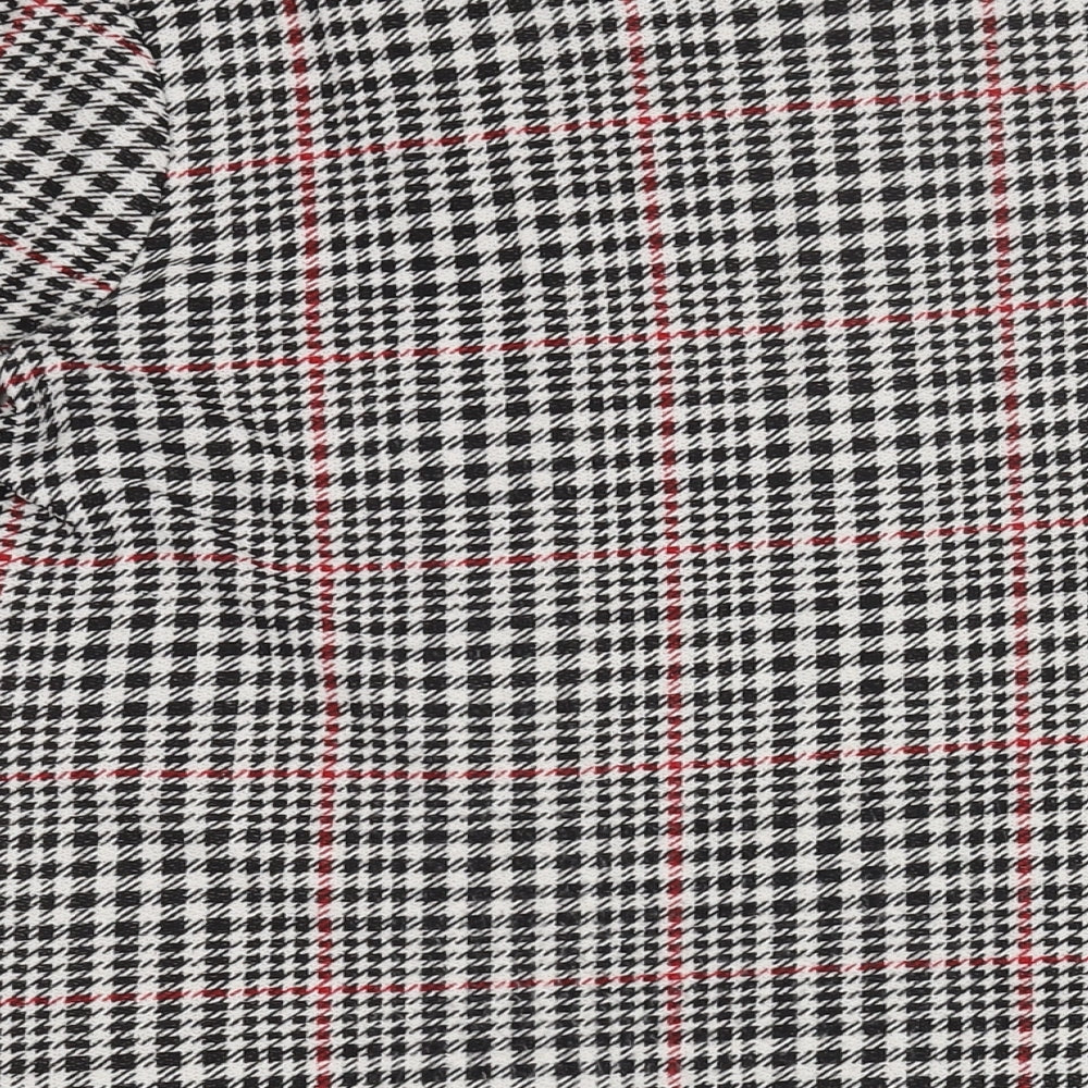 River Island Womens Black Houndstooth Polyester A-Line Size 10 Round Neck Pullover