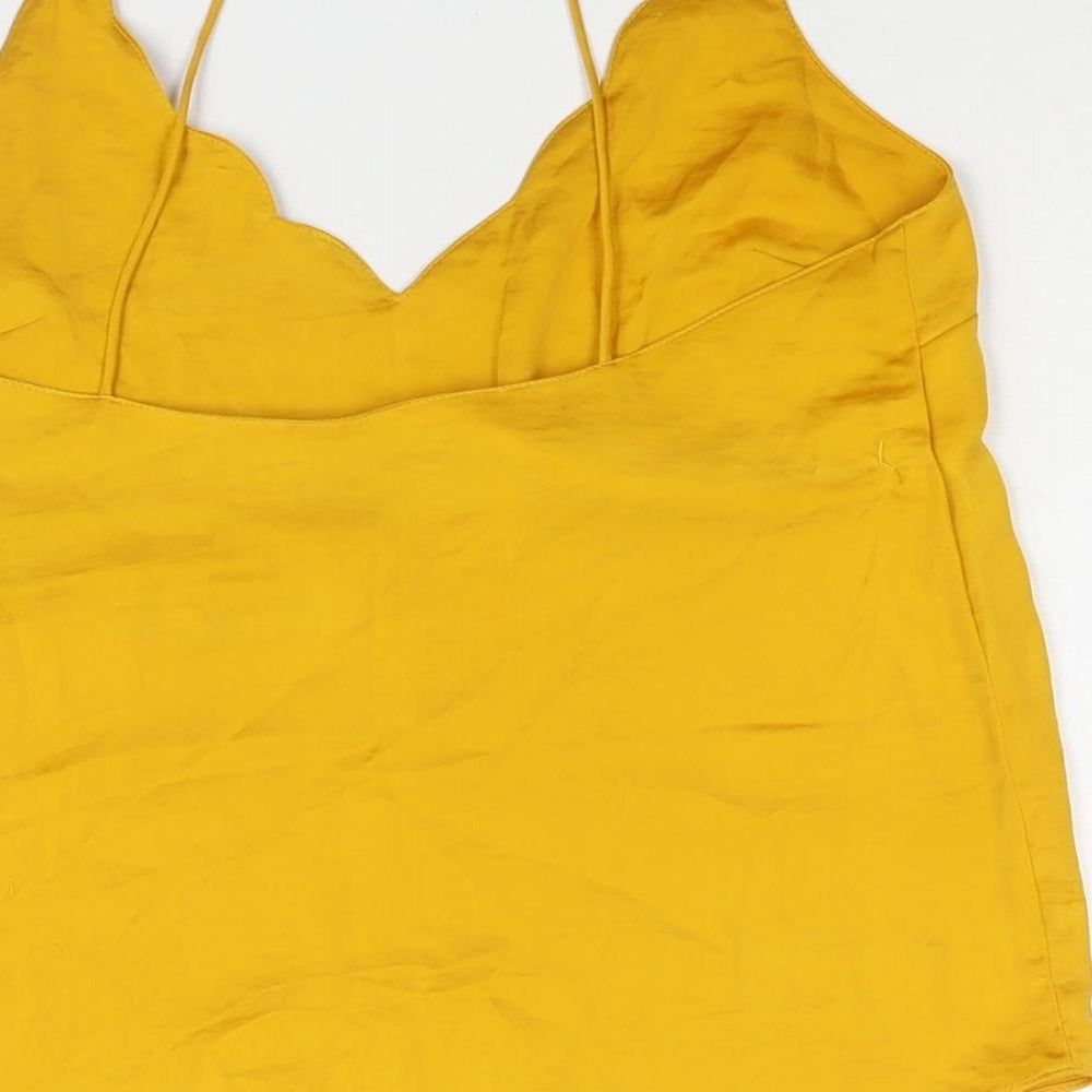 Topshop Womens Yellow Polyester Camisole Blouse Size 8 V-Neck