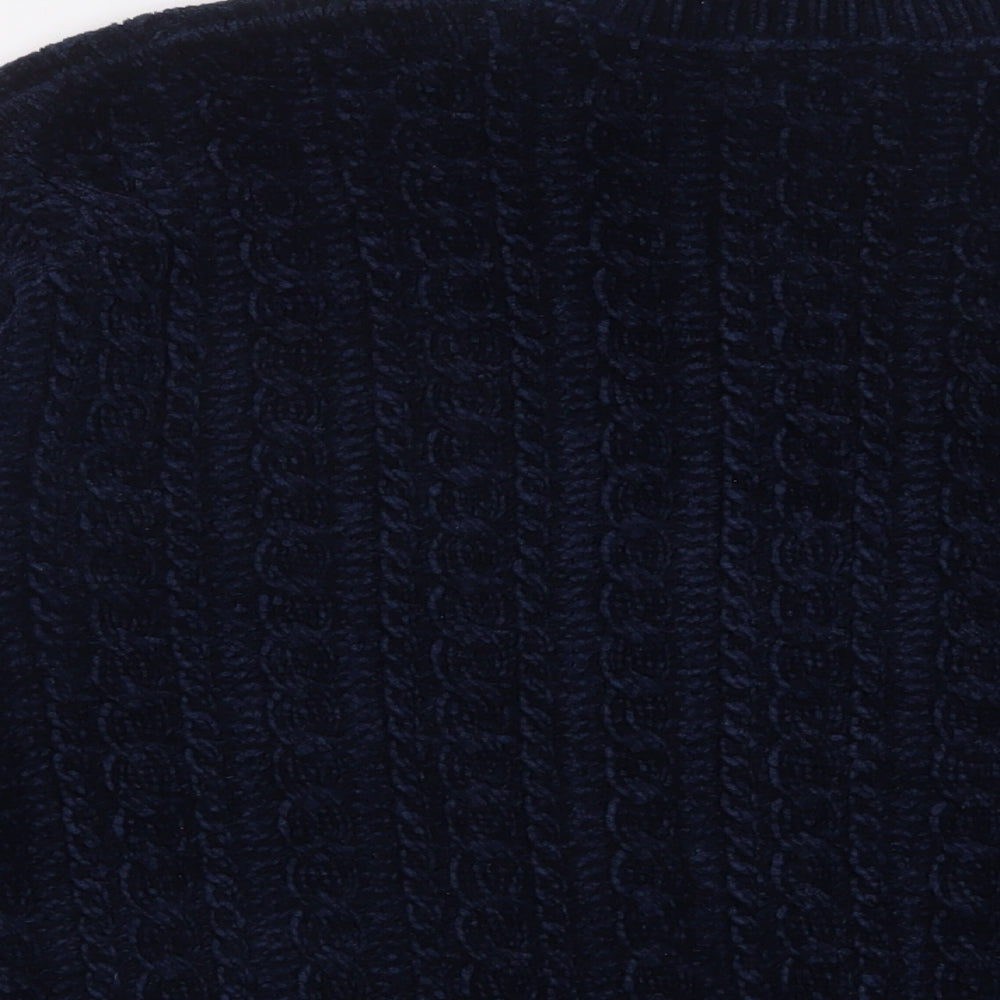 Adrienne Vittadini Womens Blue High Neck Polyester Pullover Jumper Size M