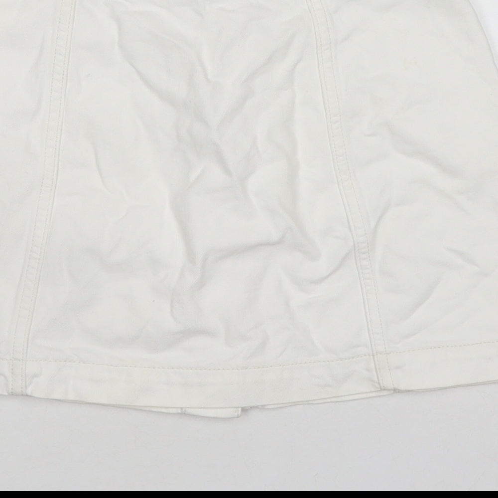 Topshop Womens White Cotton A-Line Skirt Size 26 in Zip