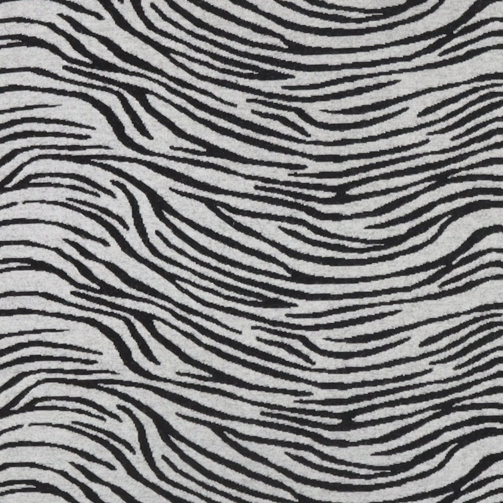 New Look Womens Grey Mock Neck Animal Print Polyester Pullover Jumper Size M - Zebra Print