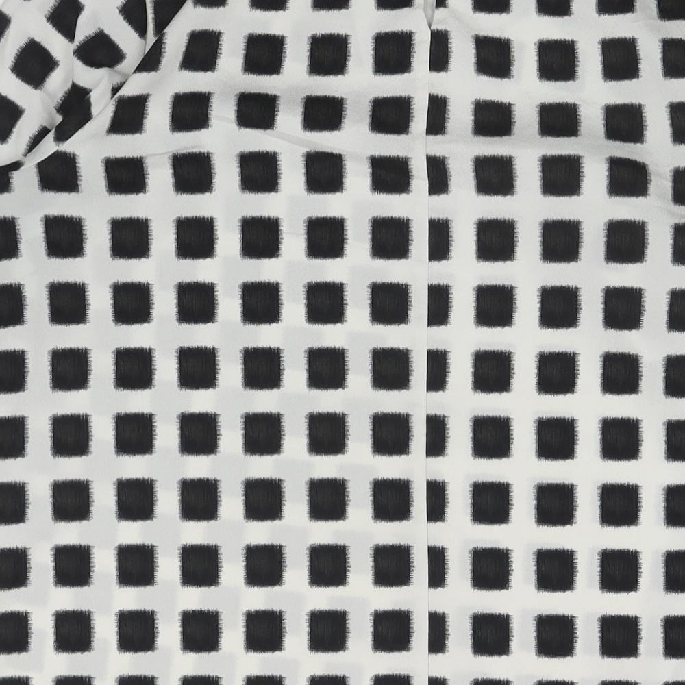 Topshop Womens White Check Polyester A-Line Size 12 Round Neck Pullover
