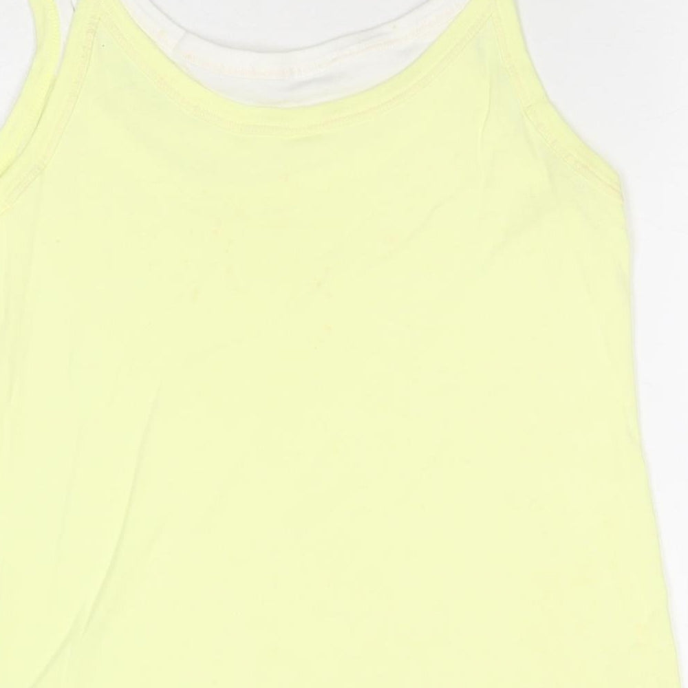 Marks and Spencer Womens Yellow Cotton Basic Tank Size 18 Scoop Neck