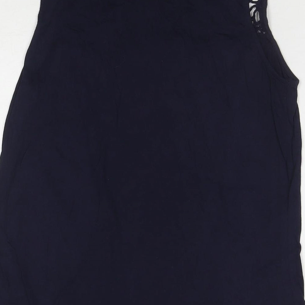Gap Womens Blue Polyester Basic Tank Size S Round Neck