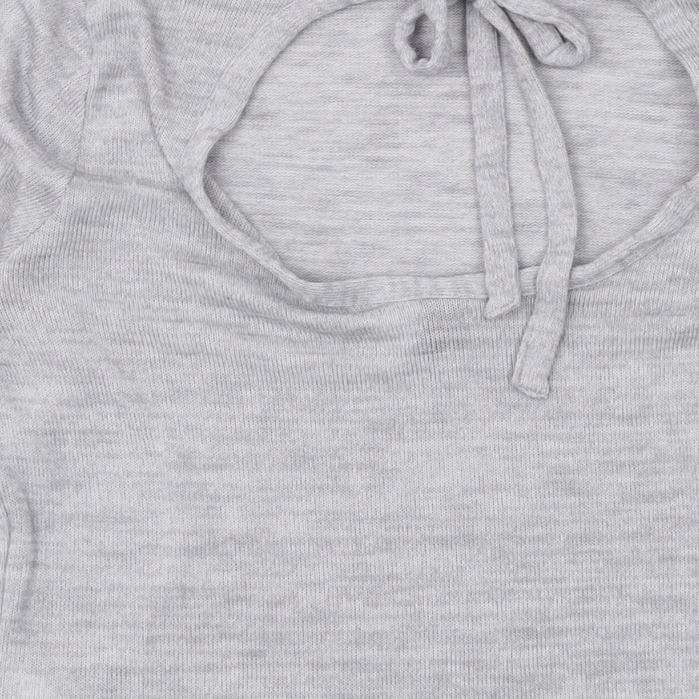 Divided by H&M Womens Grey Round Neck Polyester Pullover Jumper Size L