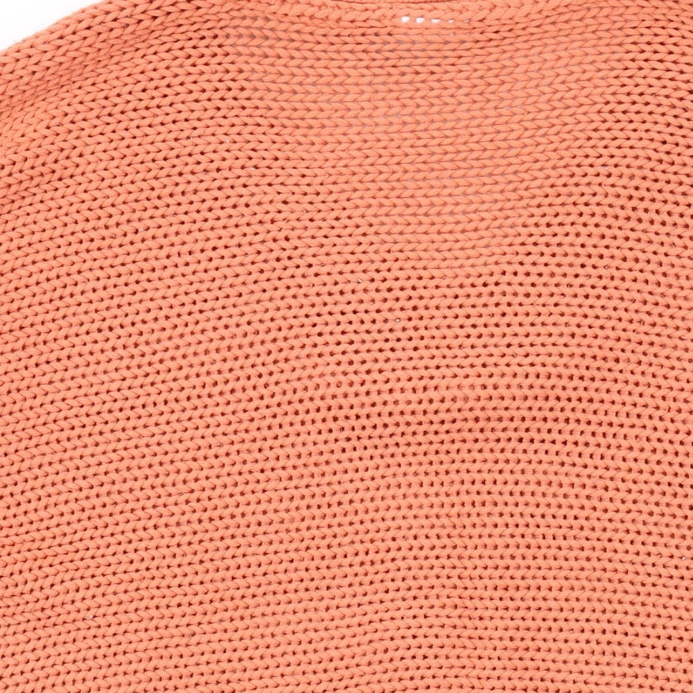 Noisy may Womens Orange V-Neck Acrylic Pullover Jumper Size S