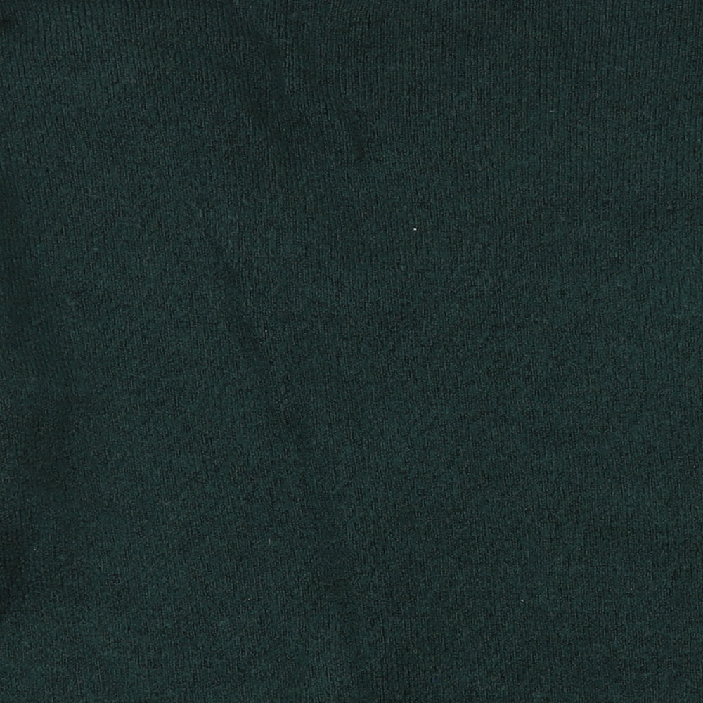 &et Womens Green V-Neck Acrylic Pullover Jumper Size 10