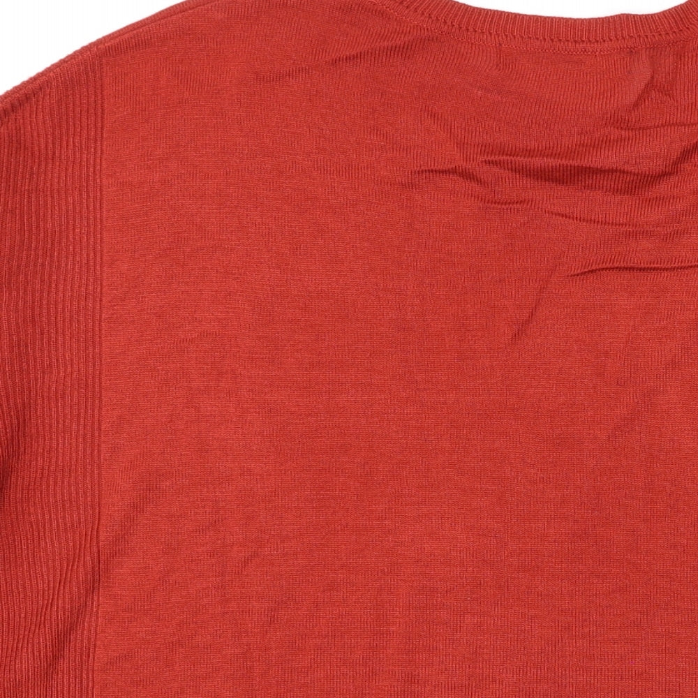 Marks & Spencer Womens Orange Round Neck Acrylic Pullover Jumper Size 14