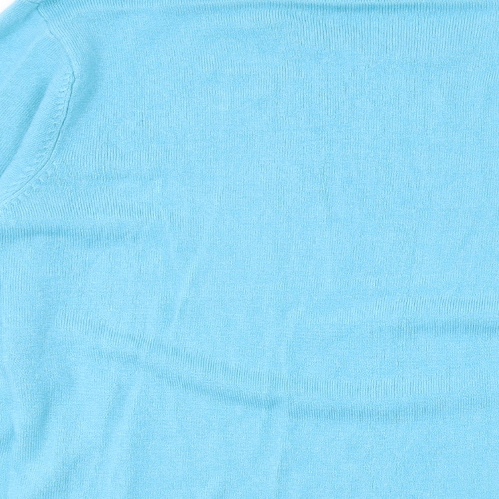 Bonmarché Womens Blue Round Neck Acrylic Pullover Jumper Size 12