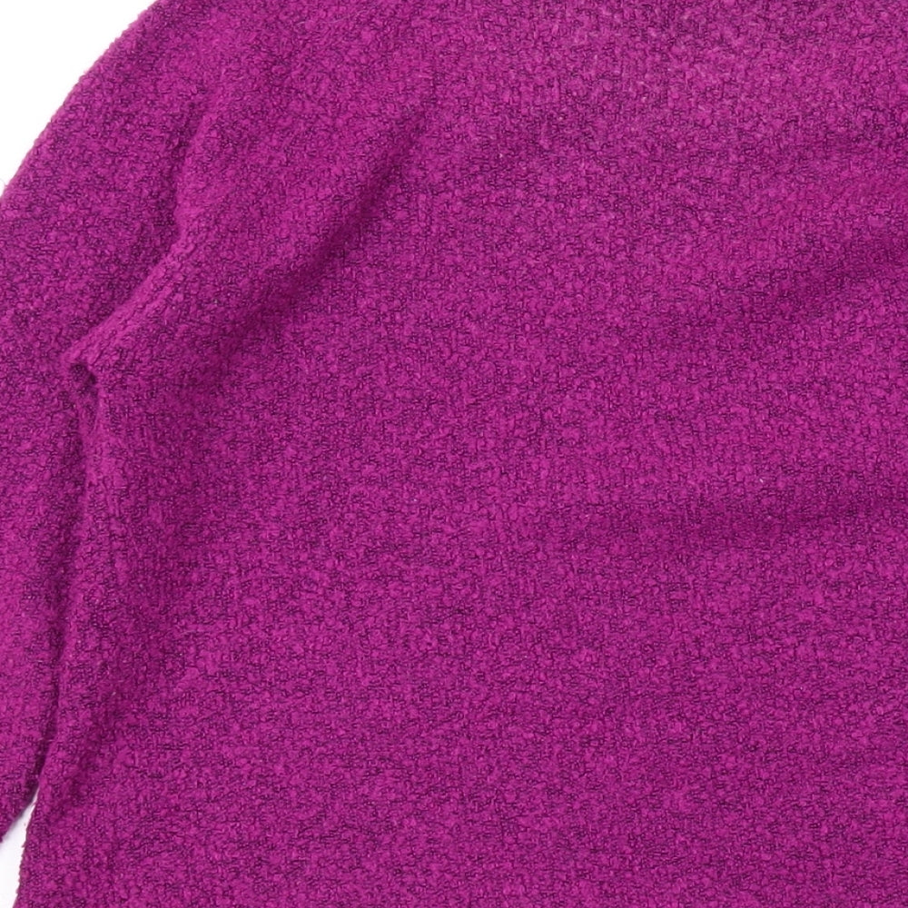 M&Co Womens Purple V-Neck Acrylic Pullover Jumper Size S