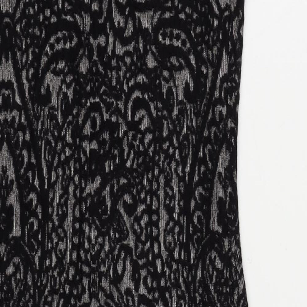 New Look Womens Black Geometric Viscose Bodycon Size 10 Boat Neck Pullover