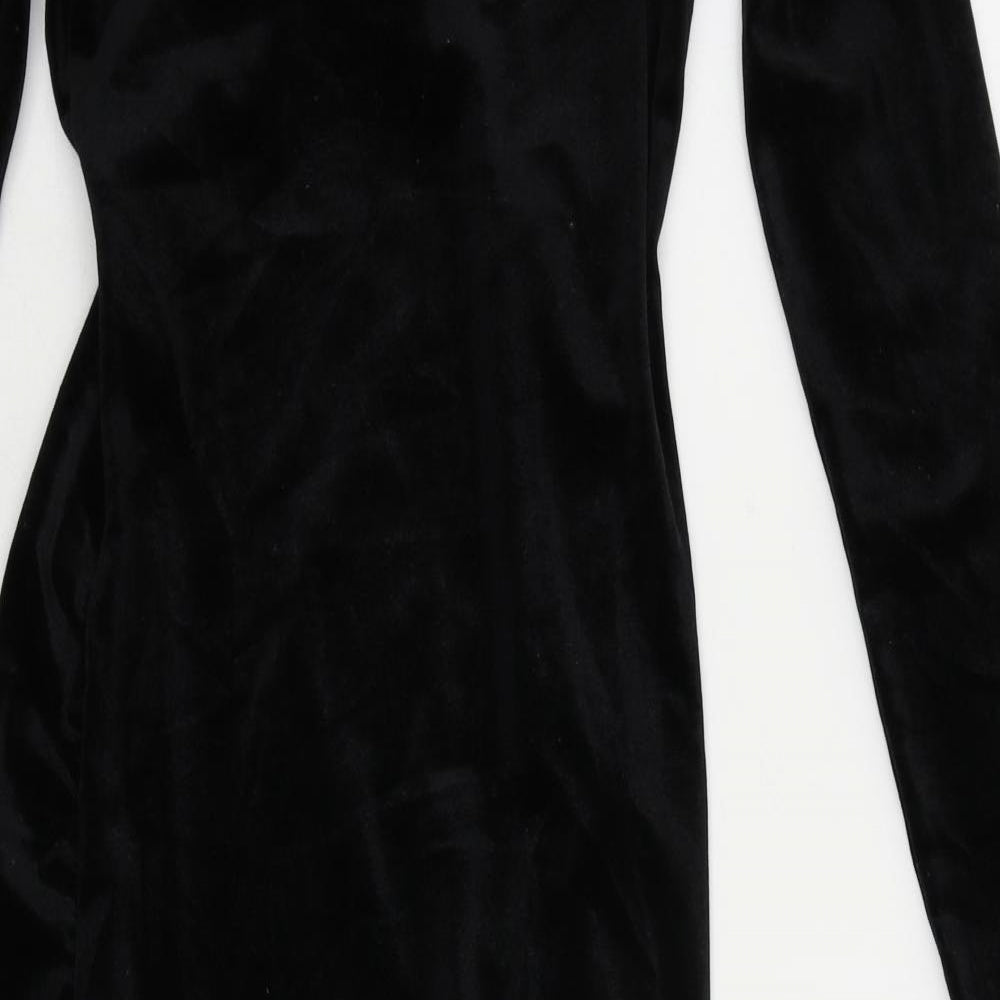 H&M Womens Black Polyester Bodycon Size S V-Neck Pullover