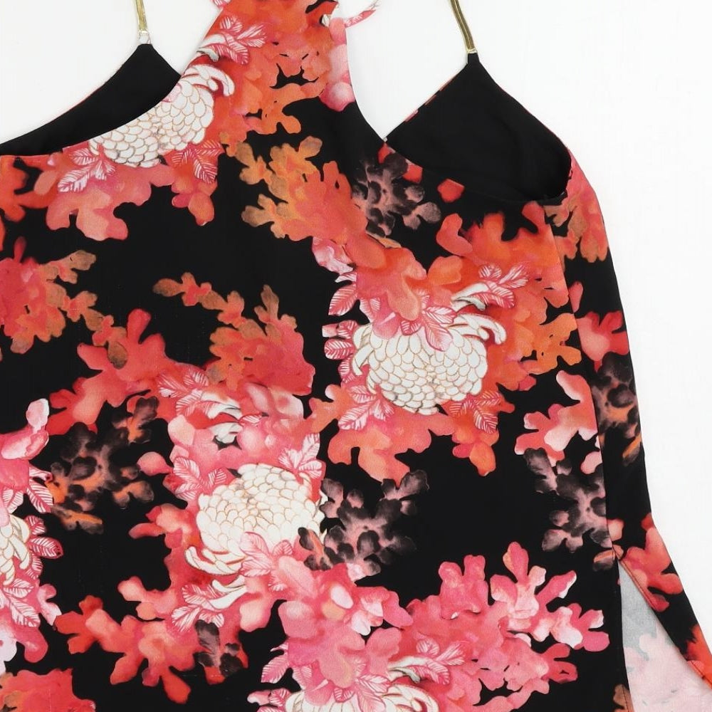 River Island Womens Red Floral Polyester Camisole Tank Size 12 V-Neck