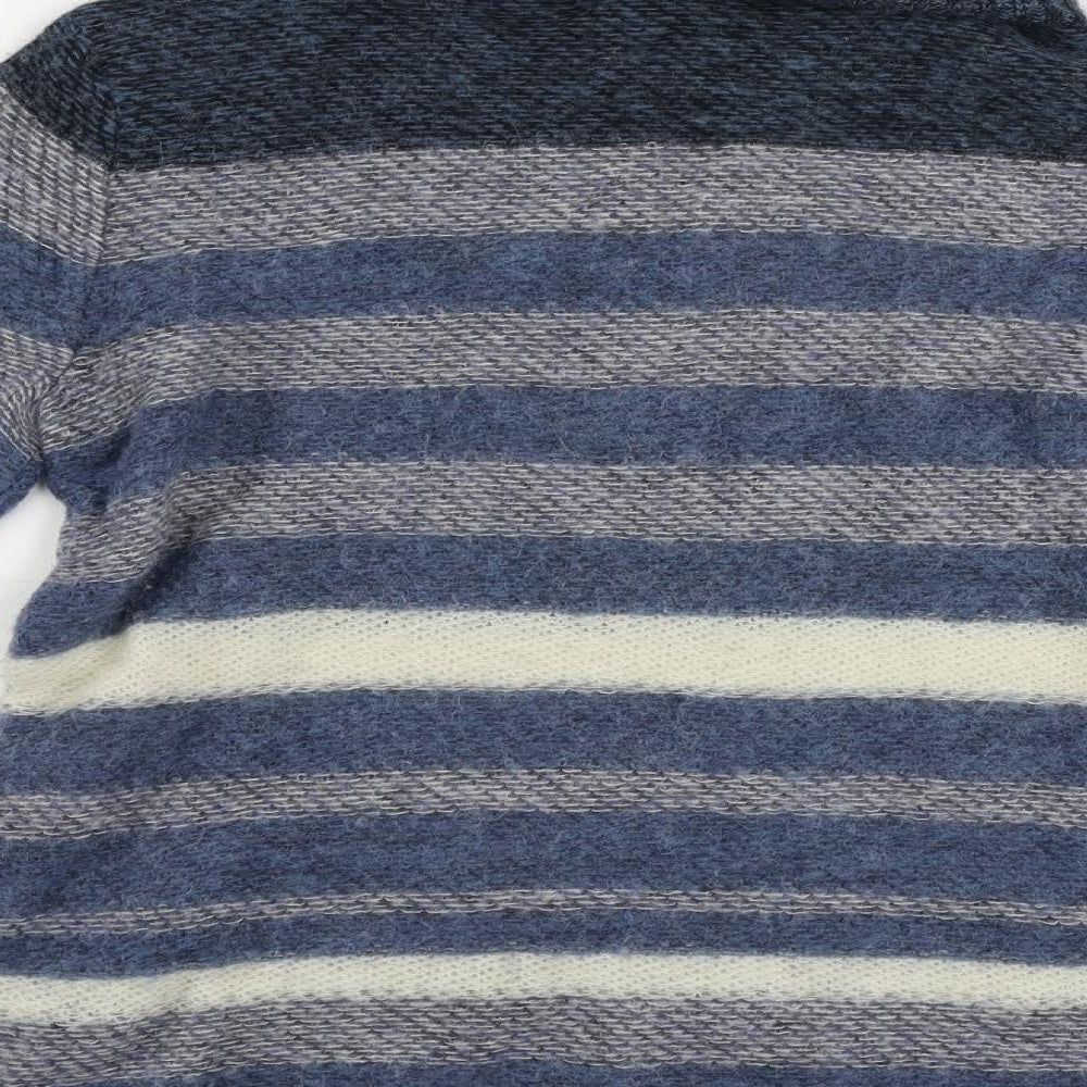 Tory Burch Womens Blue Roll Neck Striped Polyamide Pullover Jumper Size XS