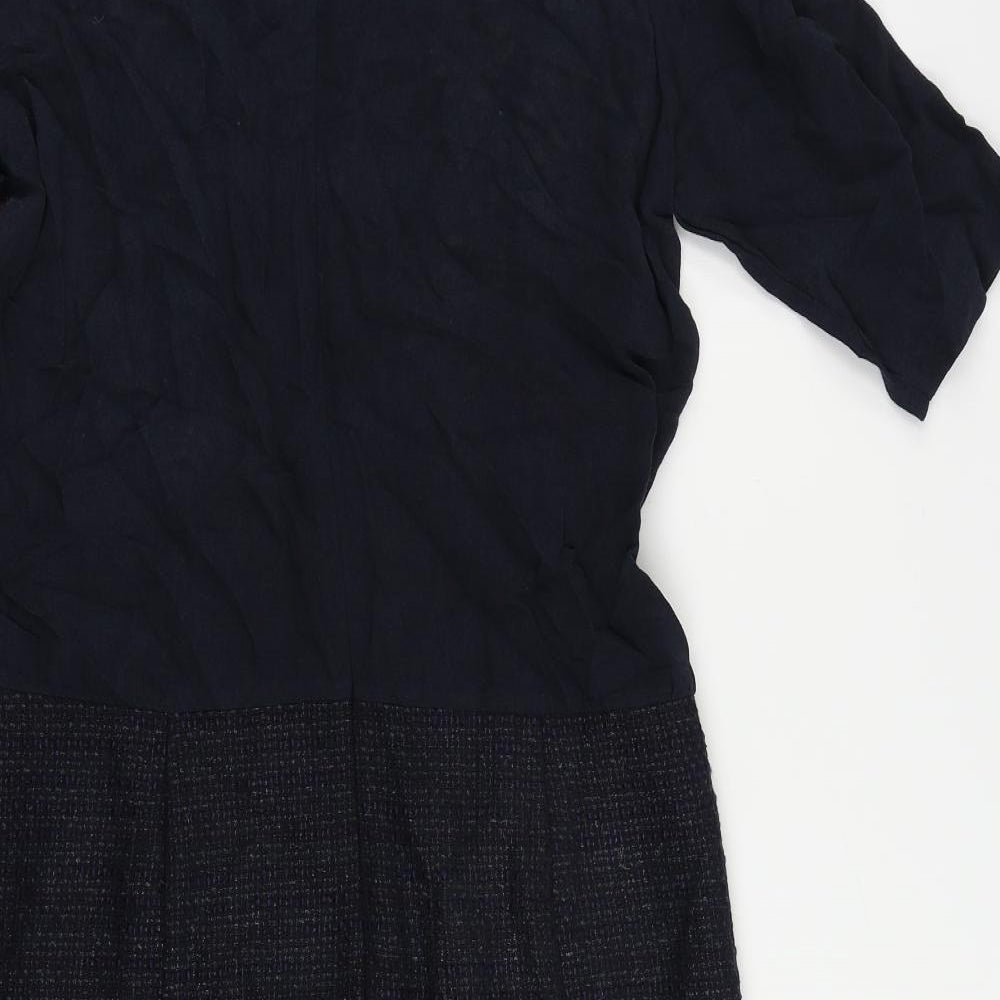 Sandwich Womens Blue Viscose A-Line Size 10 Boat Neck Zip