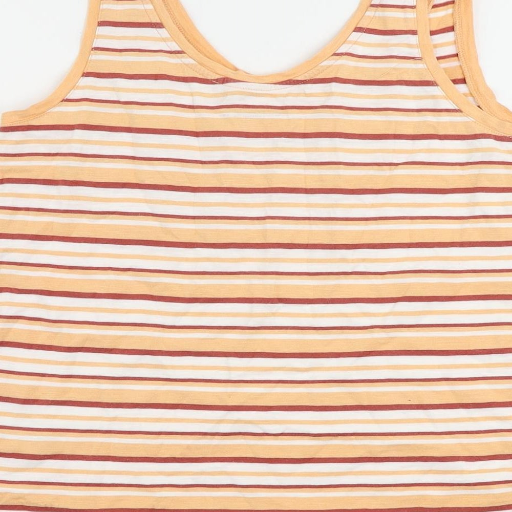 NEXT Womens Orange Striped Cotton Basic Tank Size 6 Scoop Neck