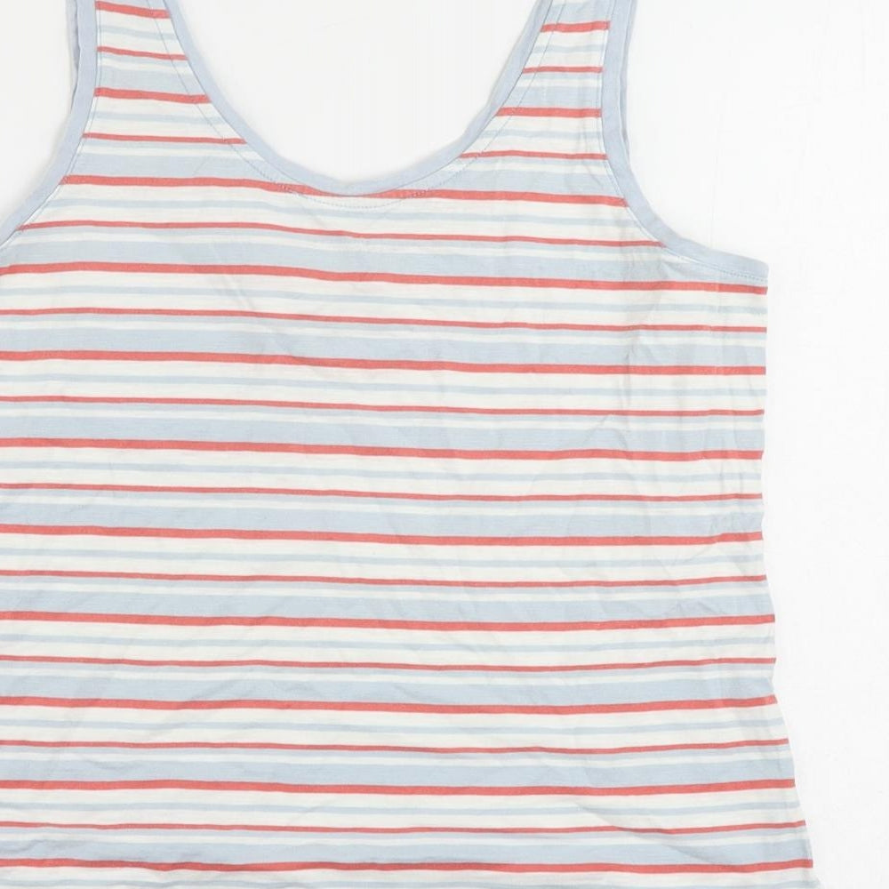 NEXT Womens Multicoloured Striped Cotton Basic Tank Size 6 Scoop Neck