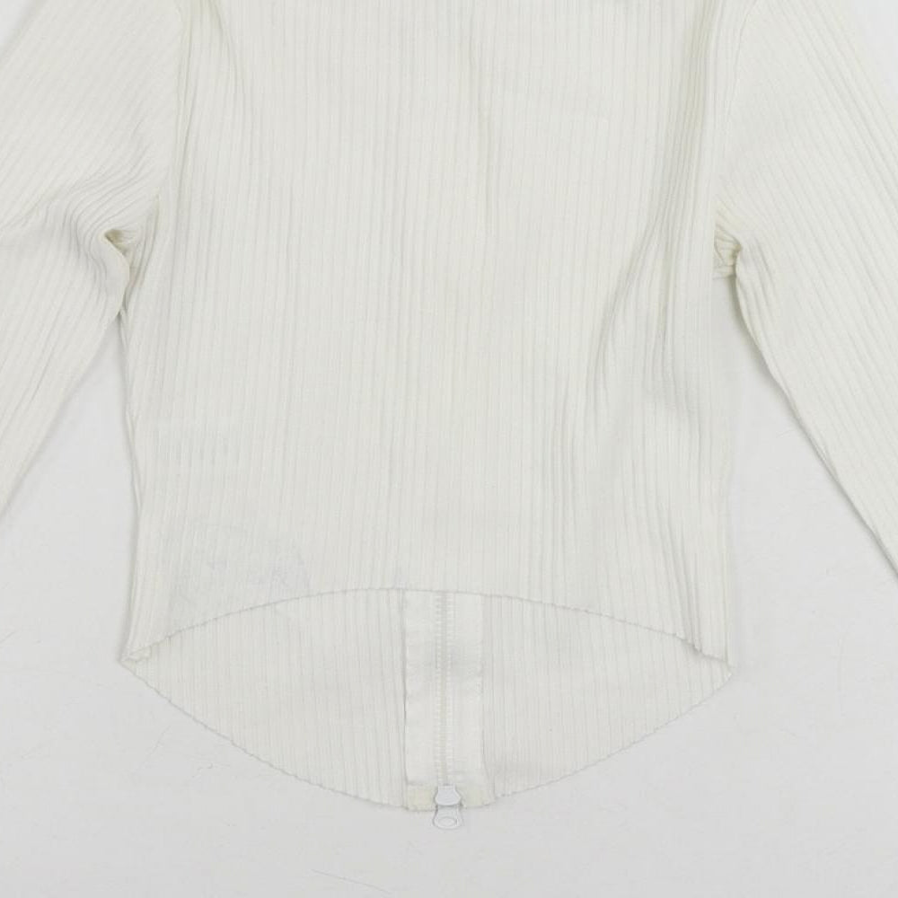Katch Me Womens White Polyester Basic Blouse Size 8 Round Neck - Ribbed