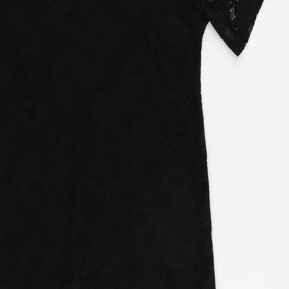 Boohoo Womens Black Polyester Mini Size 8 Boat Neck Pullover