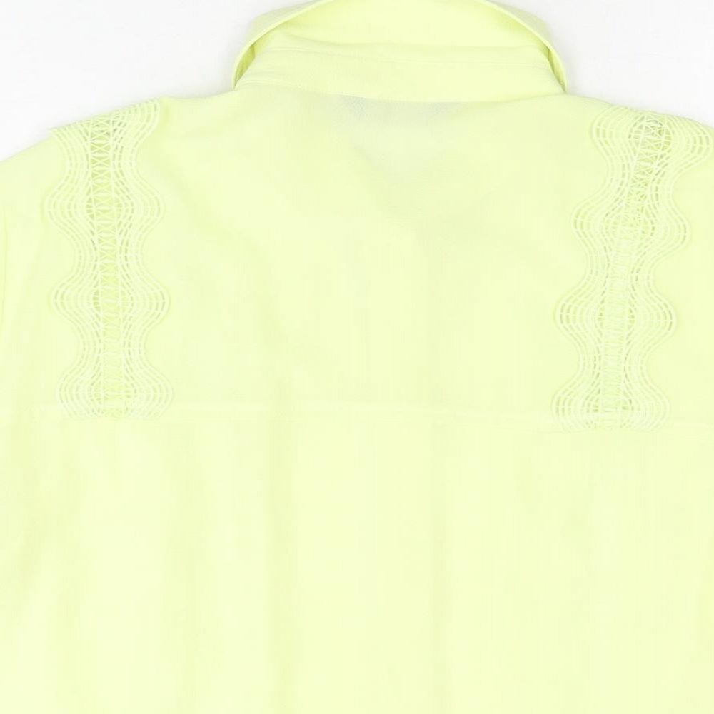 Marks & Spencer Womens Yellow Polyester Basic Button-Up Size 12 Collared